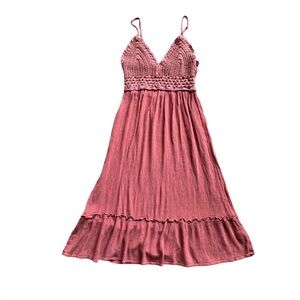 A Hint of Blush Pink Crochet Bohemian Coastal Cowgirl Dress Small